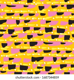 Simple abstract spot seamless pattern for background, fabric, textile, wrap, surface, web and print design. Sunny summer active hand drawn repeatable rapport.