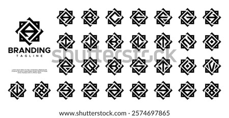 Simple abstract square letter A-Z logo bundle