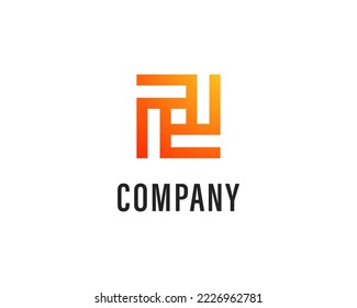 Simple and abstract square logo design template on white background.