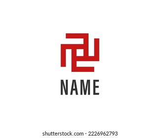 Plantilla de diseño de logotipo cuadrado simple y abstracto sobre fondo blanco.