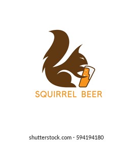 simple abstract squirrel with beer glass vector design template