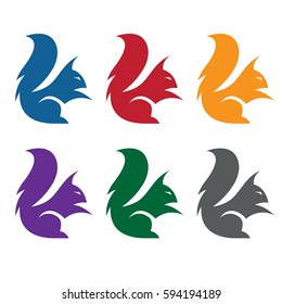 simple abstract squirrel set vector design template