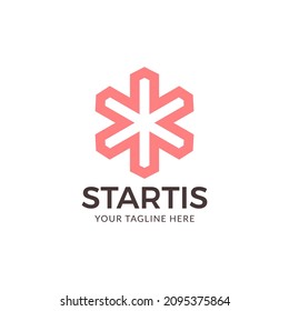 Simple Abstract Star and Snow Logo. Flat Minimalist Abstract icon Monogram logo identity Abstract.