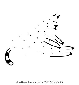 Einfache abstrakte Stretching Katze doodle Illustration. Fett-Tier-Clip-Art. Funny Element für Print Design, Logo, Verpackung. Vektorhandgezeichnet Bild einzeln auf weißem Hintergrund. Comic-Zeichnung.