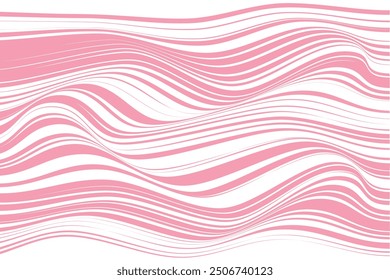  simple abstract sweet lite pink color horizontal thin to thick wavy distort line pattern pink and white lines in a row