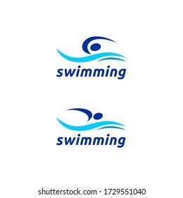 simple abstract swim wave water pool icon logo design vector illustration