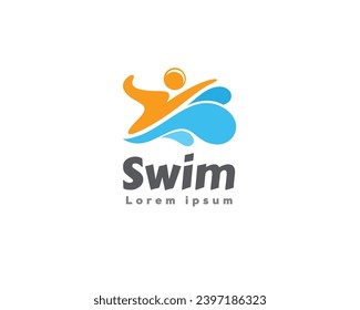 simple abstract swimming logo design template illustration inspiration