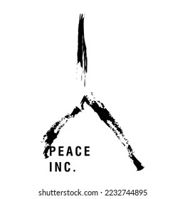 Simple abstract symbol of peace with brush stroke line design.