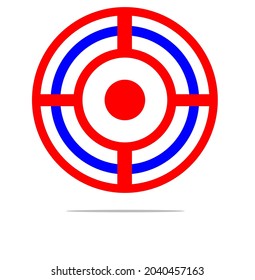 Icono de logotipo de destino abstracto simple con círculo azul y fondo blanco