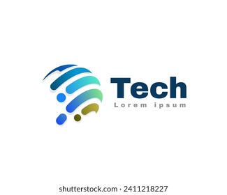 simple abstract tech globe connection wire logo icon symbol design template illustration inspiration