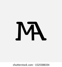 Simple Abstract techno letter MA logo icon design concept.
