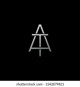 Simple Abstract Techno Line  Letter A,T, AT  logo icon. Creative vector logo icon design  concept  for business or company identity. 