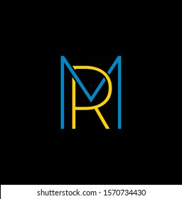 Simple Abstract Techno Line  Letter R, M, RM, MR logo icon. Creative vector logo icon design  concept  for business or company identity.