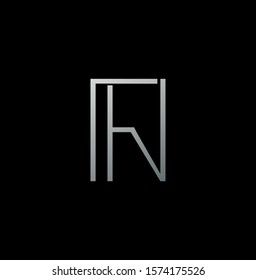 Simple Abstract   Techno Line  Letter N, F, NF,  FN logo icon. Creative vector logo icon design  concept with silver color for initial, business or company identity.