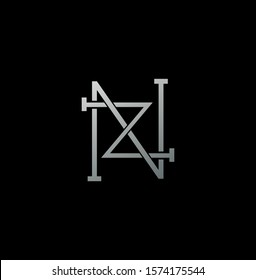 Simple Abstract   Techno Line  Letter N, Z, NZ,  ZN logo icon. Creative vector logo icon design  concept with silver color for initial, business or company identity.