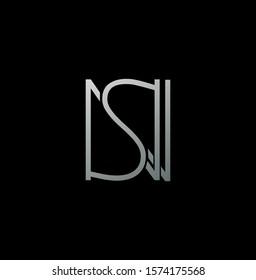 Simple Abstract   Techno Line  Letter N, S, NS,  SN logo icon. Creative vector logo icon design  concept with silver color for initial, business or company identity.