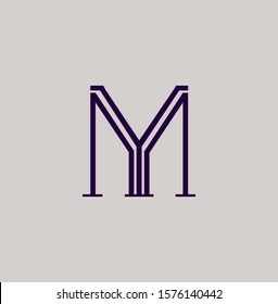 Simple Abstract   Techno Line  Letter M, Y,  MY, YM logo icon. Creative vector logo icon design  concept for initial, business or company identity.