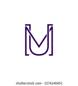 Simple Abstract   Techno Line  Letter M, U, MU,  UM logo icon. Creative vector logo icon design  concept for initial, business or company identity.