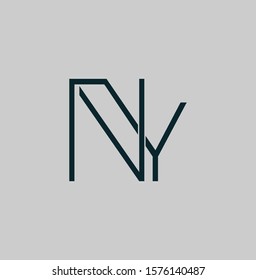 Simple Abstract   Techno Line  Letter N, Y, NY,  YN logo icon. Creative vector logo icon design  concept  for initial, business or company identity.
