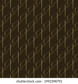 Simple abstract texture with golden lines on black background, wallpaper. Seamless pattern. Vector image