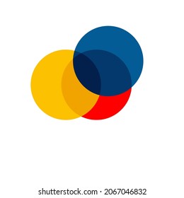 Simple abstract of three circle blue yellow and red 