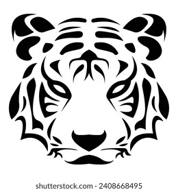 simple abstract tiger head logo vector iconic illustration