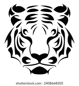 simple abstract tiger head logo vector iconic illustration