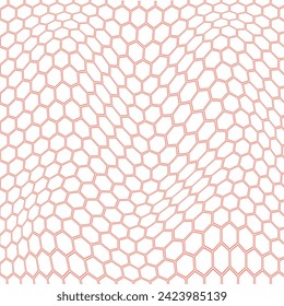 simple abstract tomato color small poligon hexagon wavy pattern on white background