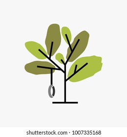 Simple abstract tree vector with swing illustration