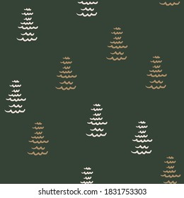 Simple abstract trees christmas vector repeat pattern