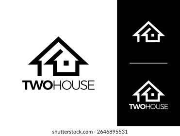 simple abstract two house logo design concept	
