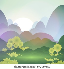Simple Abstract Valley Landscape  - Vector Illustration