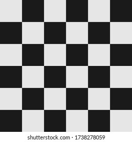 Simple abstract vector background of black and white squares. Chess checkerboard or tile mosaic texture. Checkered racing line finish seamless pattern.