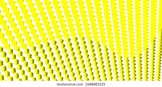 Simple abstract vector, gray color, small hexagons, distortion wave pattern on yellow background