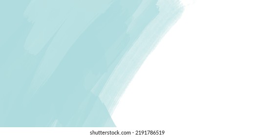 Simple Abstract Vector Layout with Blue Hand Drawn Brush Streak on a White Background. Minimalist Blank without Text. Light Mint Blue Brush Stain Print.