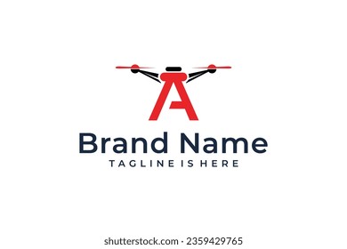 simple abstract vector letter A drone logo