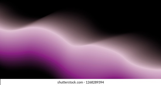 Simple Abstract Vector LIllustration. Delicate Liquid Design. Black Background. Bright Purple Wave. Banner Layout Without Text.