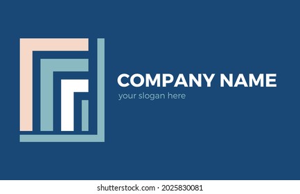 simple abstract vector logo design for your business - blue background