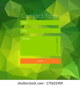 Simple abstract vector polygonal green contact form.