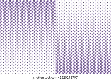  padrão de mistura de estrela de meio-tom de cor violeta abstrata simples um conjunto de padrões geométricos roxo e branco