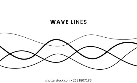 Simple Abstract Wave Lines in Black on White with Minimalist Flow Design

