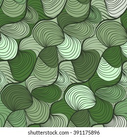 simple abstract waves / lines / hairy / shell in green and olive colors 