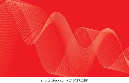 simple abstract wavy air line pattern art work on red color background