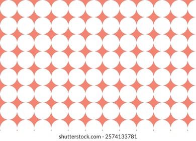 simple abstract white color big polka dot pattern tomato background that can be used as a background or texture coral circle pattern background