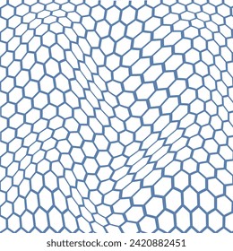 simple abstract white color poligon hexagon wavy distort pattern on blueberry background