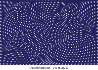  patrón de distorsión ondulado de lunares de color blanco abstracto simple sobre fondo azul fondo abstracto con las líneas de los círculos