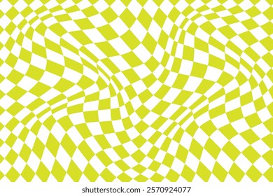 simple abstract white color square block wavy distort pattern on grass green background