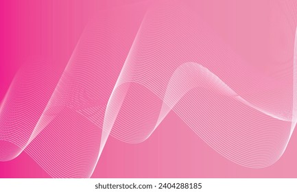 simple abstract white color wavy air line pattern art work on lite and deep pink color gradient background