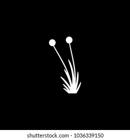 Simple abstract white plants and grass silhouette on black background. Element or icon for design nature concept