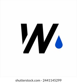 Diseño abstracto simple del logotipo del vector de la letra de WNA con gotas de agua en la letra A.